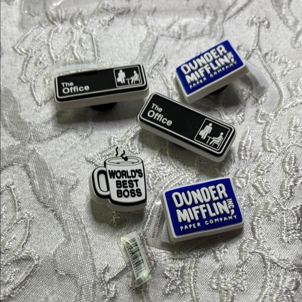 The Office and Dunder Mifflin croc jibbitz lot of 5 new unused